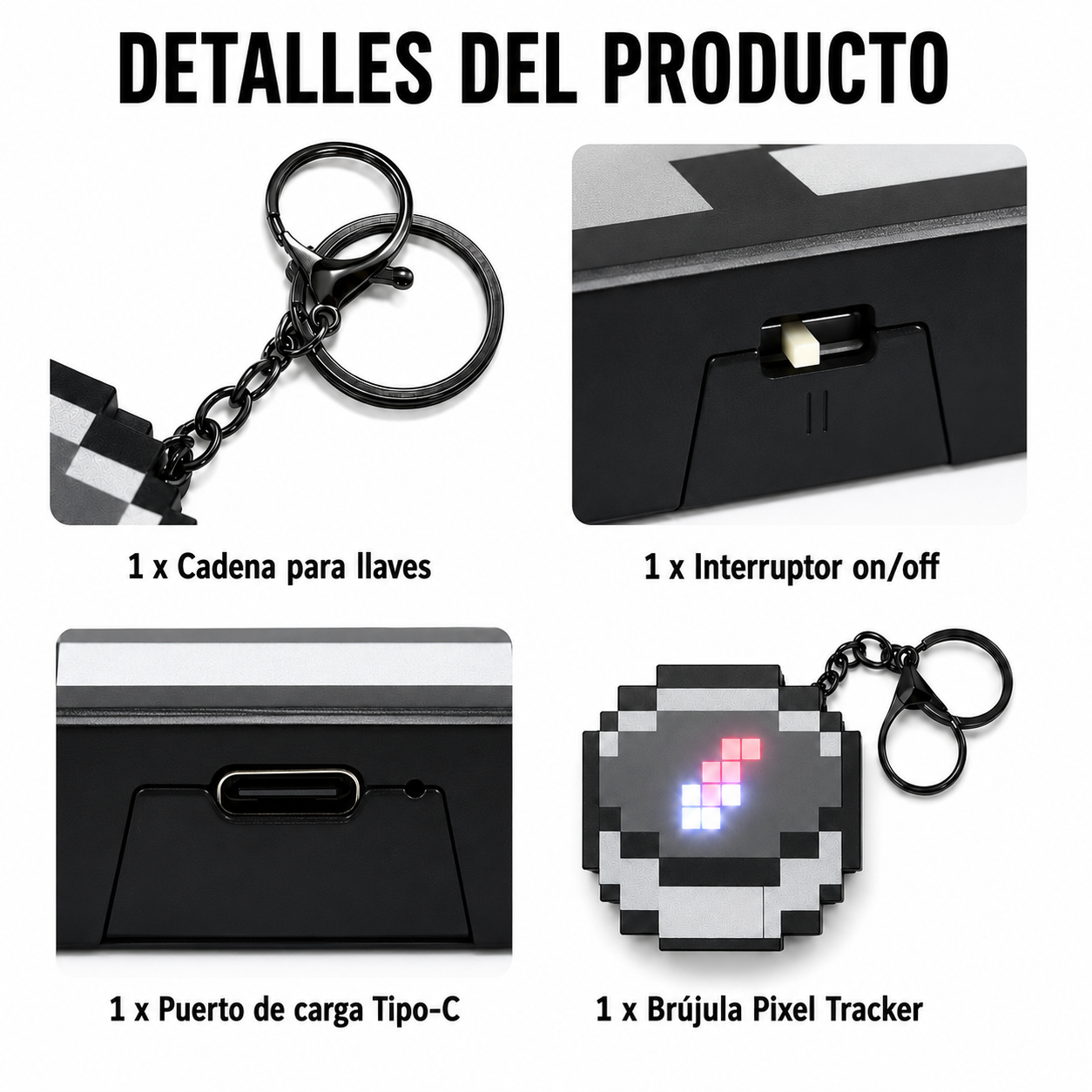 Pixel Tracker™ Llavero Brújula